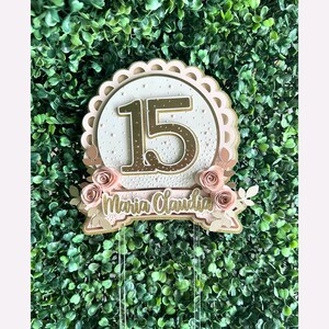 15th Birthday Cake Topper-Quinceañera Cake Topper-Mis quince Cake Topper