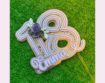 Personalized 18th Birthday Shaker Cake Topper, Party Decor