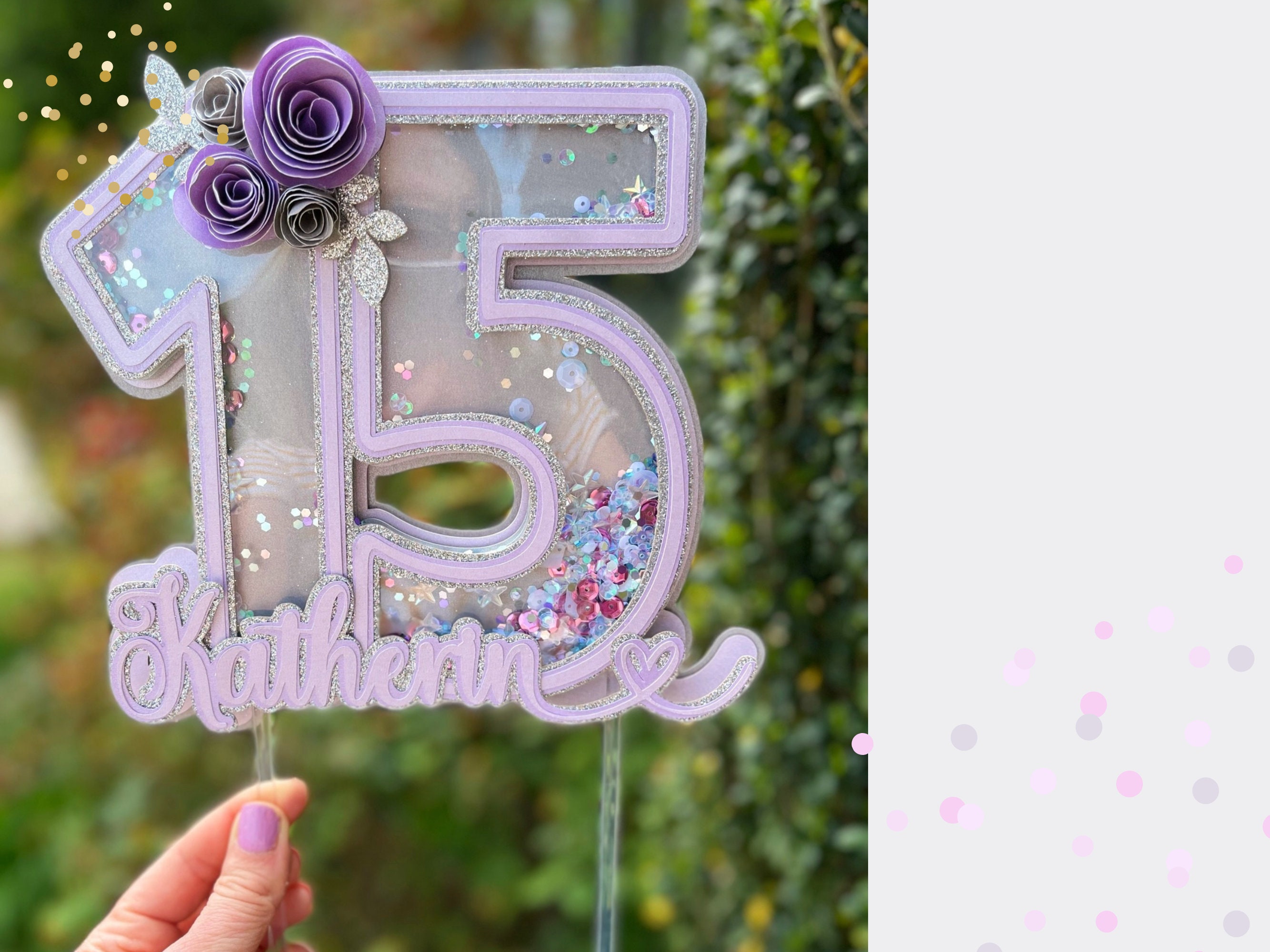 Silberner Glitzer 'Mis Quince 15' Kuchen-Topper – Geburtstagsdeko Für 15. Geburtstag, Quinceanera
