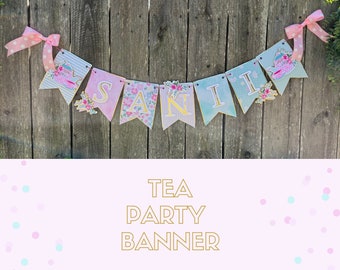 Tea Party Banner/teapot party Banner/Tea party Birthday/Tea Party Theme/Tea Party decor