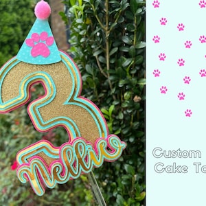 Custom Dog Cake Topper/Puppy birthday cake topper/Paw cake topper/Personalized puppy cake topper