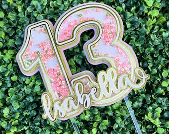 13th birthday cake topper/thirteen age number cake topper/ 13th cake topper shaker