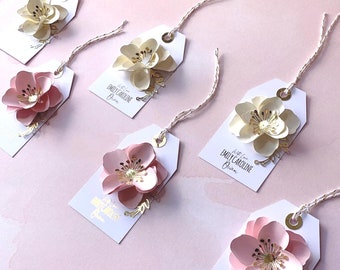 Foil gift tags/ beautiful 3d flowers tags set of 12