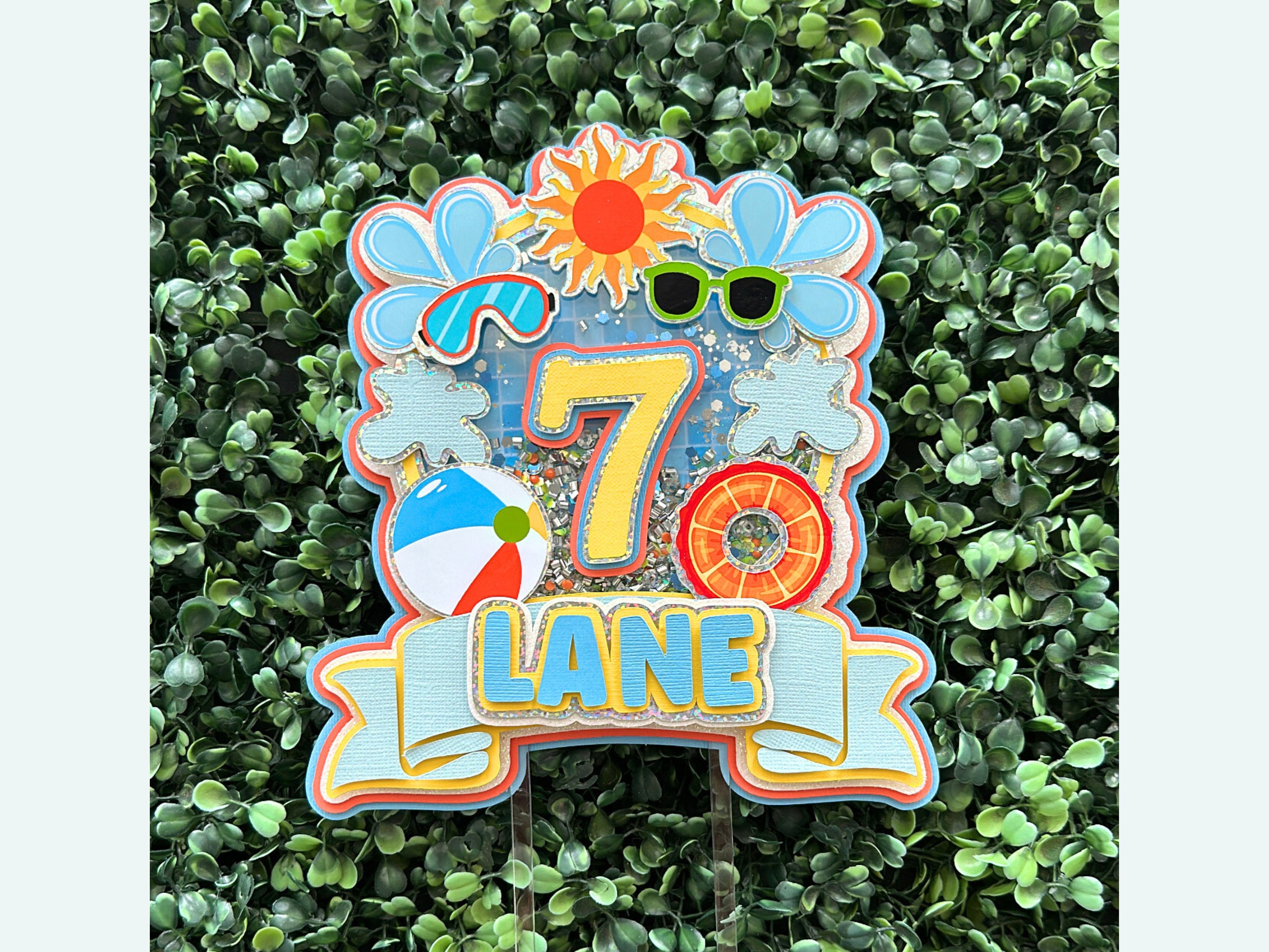 Pool Party Birthday Cake Topper Summer Theme Party Decoration Beach ...