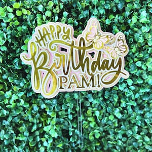 Butterfly Cake Topper, Happy Birthday Cake Topper, Personalized  Butterfly  Cake Topper, Butterfly Theme Party Decoration.