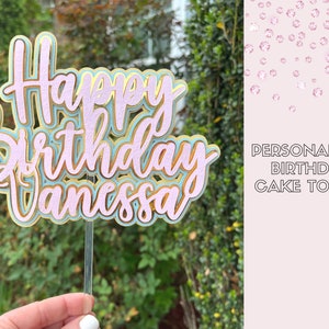 Happy Birthday Cake Topper/custom Name Cake - Etsy