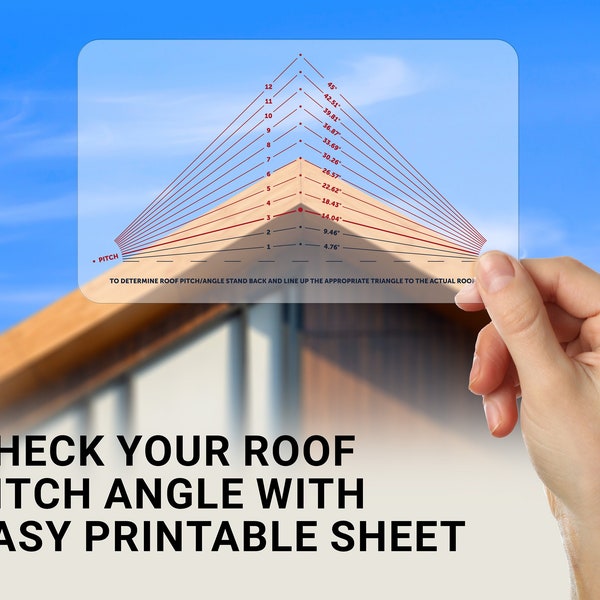 Roof pitch angle with easy printable sheet - Digital file