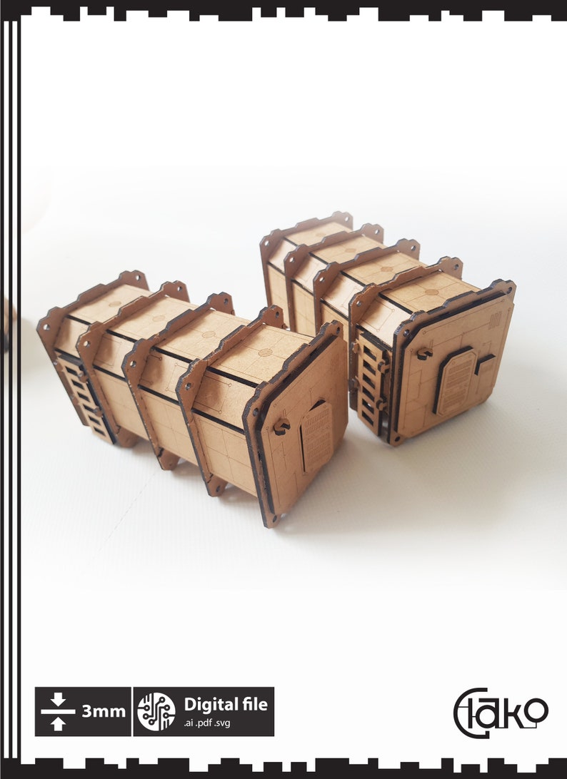 Cargo Container 28mm Laser Cut File MDF Tabletop Wargaming Warhammer