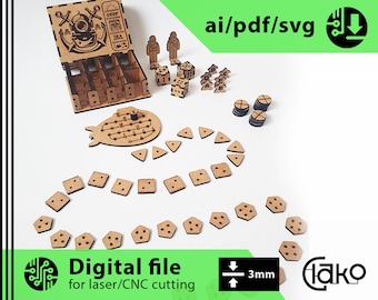 Sea adventure - travel edition with all addons and storage mini box &gt; Laser cut file SVG, AI, PDF