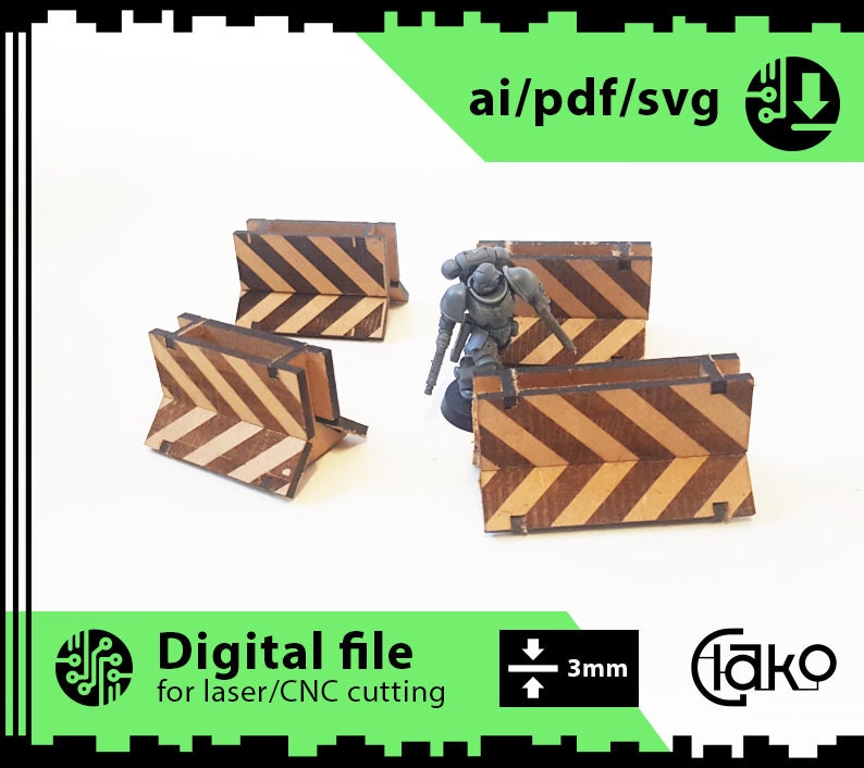 Street Barricade 28mm Laser Cut File MDF Tabletop Wargaming Warhammer