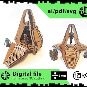 Landing capsule - drop pod space marines 28/32mm terrain wargame- 3d puzzle - 3mm &gt; Laser cut file SVG, AI, PDF