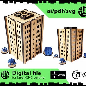 6mm/8mm Scale Skyscraper Terrain: Laser Cut File (SVG, PDF, AI)