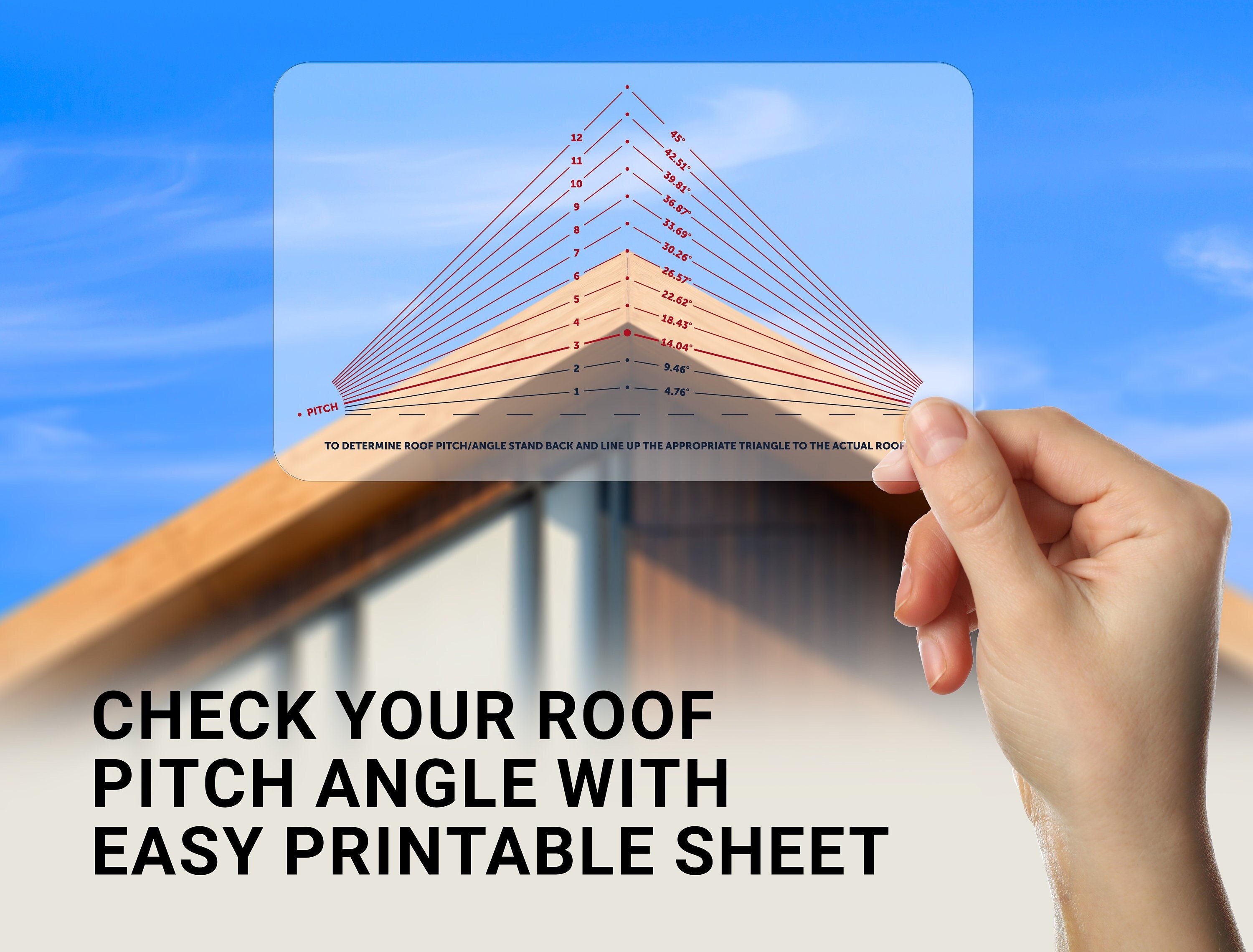 Roof Pitch Angle With Easy Printable Sheet Digital File Etsy