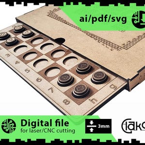 Schaakbordspel met doos > Lasergesneden bestand SVG, AI, PDF