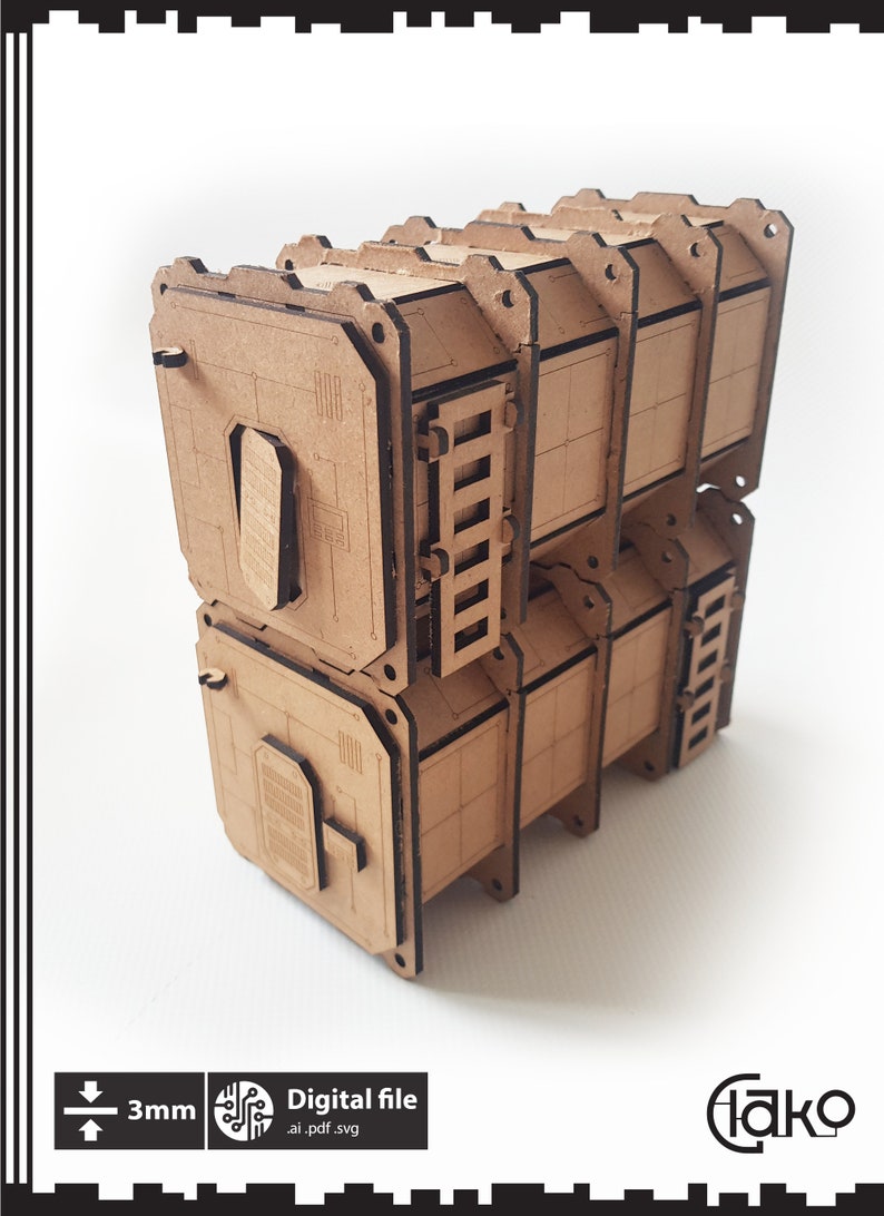 Cargo Container 28mm Laser Cut File MDF Tabletop Wargaming Warhammer