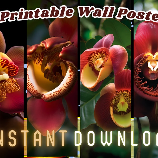 Cannonball Tree flower Printable Wall Poster, Print ready Wall Décor , Home Wall Décor, Art Prints Set, Flower Décor, Garden Lover Gift,