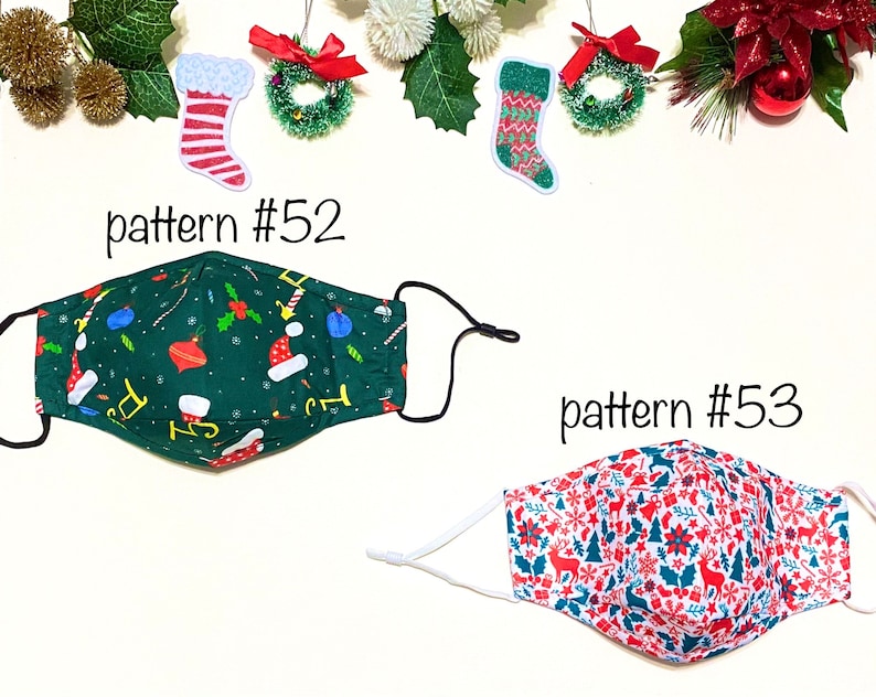 Christmas Face Masks With Nose Wire for Adults Washable 3 Etsy
