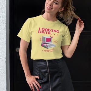 Retro Glitch Computer T-Shirt: Loading Data, System Crash