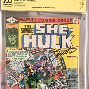 La salvaje She-Hulk n.° 2 CBCS 7.0 Signature Series, páginas en blanco roto, firmadas por el editor.