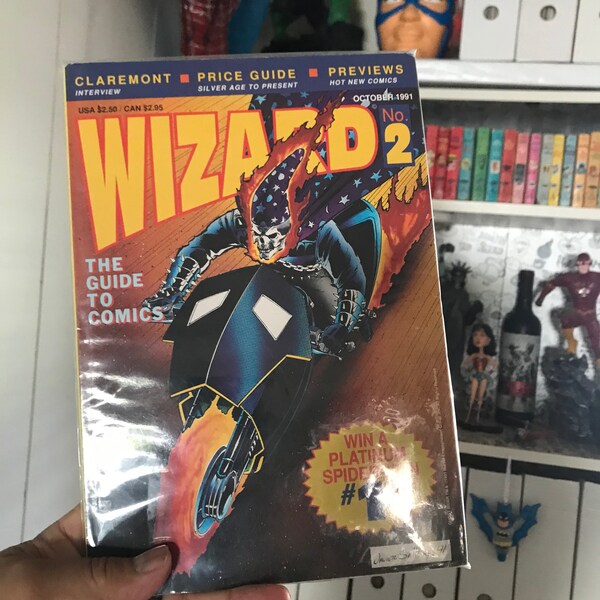 Wizard The Guide to Comics #2 October 1991 Cover By Javier Saltares Ghost Rider Poster Connected and Intact