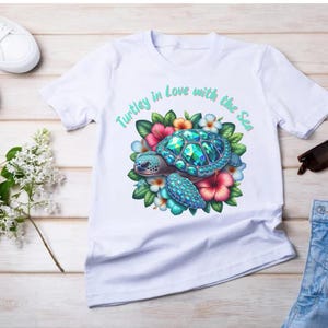 Sea Turtle PNG Bundle: Tropical Hibiscus Sublimation Designs (Digital Download