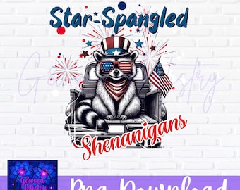 250th Anniversary Star-Spangled Shenanigans PNG, Patriotic Raccoon Sublimation