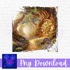 Enchanted Forest Clock Print: Mystical Tree Fantasy Art (Digital Download 12x12in PNG )