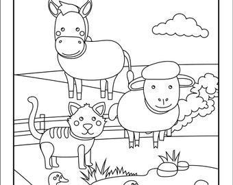 Coloring book | Children | Animals | Farm | Pets