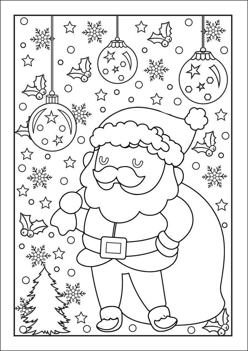 Christmas Coloring Pages Santa Christmas Tree Presents Children