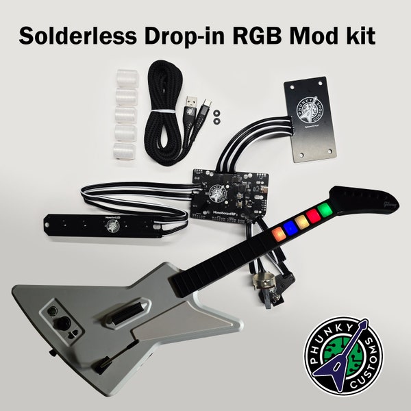 Solderless RGB Drop-In Guitar Hero controller mod kit