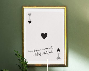 Playing Card Hard Liquor Bar Cart Wall Art Digital Download