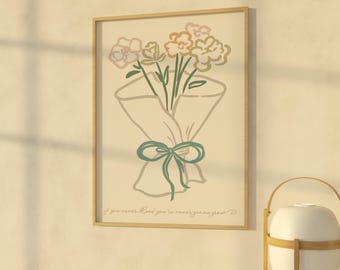 The 1 Flowers Bouquet Wall Art Poster Print Card Digital Download