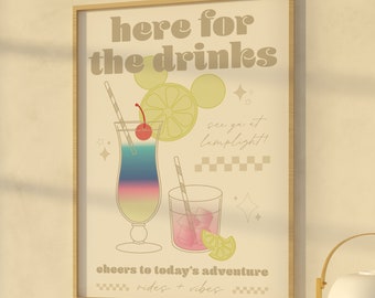 Lamplight Lounge Cove Bar California Adventure Drinks Poster Wall Art Digital Download