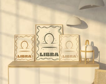Libra Zodiac Astrology Poster Card Wall Art Digital Download