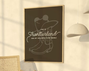 Frontierland Cowboy Boots Mickey Poster Wall Art Digital Download