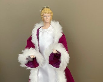 Vintage Handmade Christmas Doll – 19" Snow Angel Decoration – Holiday Angel Doll – Collectible Christmas Décor