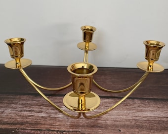 Vintage Gold Four Heads Candelabra, Vintage Candlestick Holder, Candle Holder Centerpiece, MCM Gold Candelabra