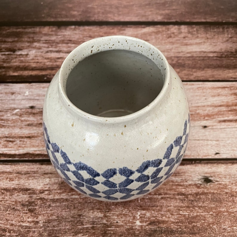 Vintage Pottery Barn Blue and White Ceramic Vase Home Decor, Vintage