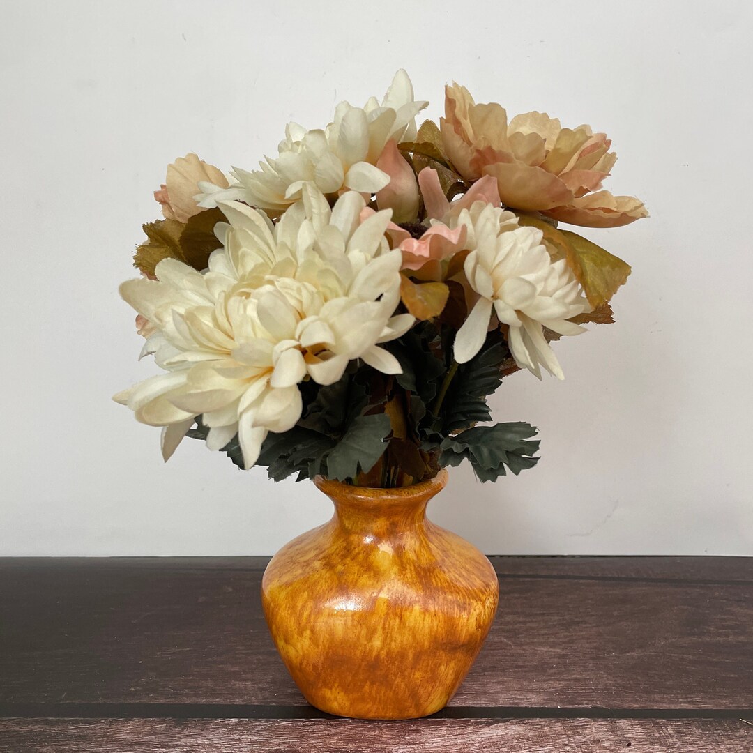 Vintage Handmade Orange Pottery Vase Vintage Small Orange Etsy