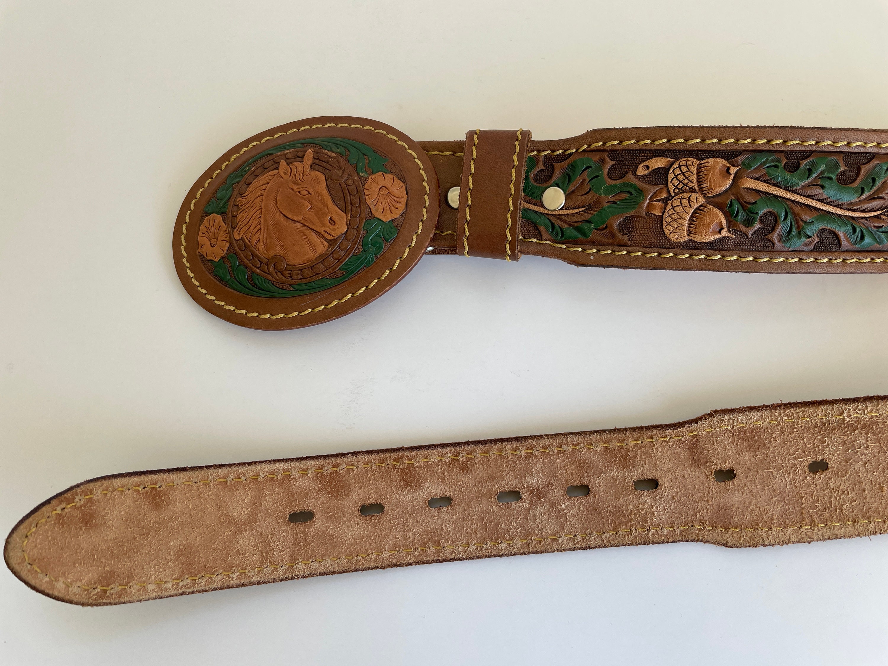 1970s Chambers of Phoenix Leather Belt Chambers Phoenix Vintage Nickle Silver Brass Southwestern  main image 3