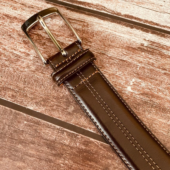 Vintage Brown Bronzino Genuine Leather Belt Made in Italy  display picture 3