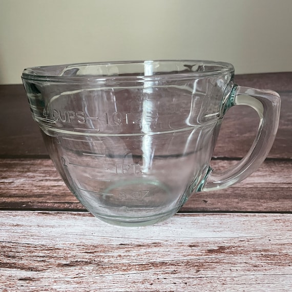 Vintage Pampered Chef Clear 4 Cup Batter Bowl D Handle, Pampered Chef 1  Quart 4 Cup Measuring Cup, Pampered Chef Glass Batter Bowl, 4 Cup 1L 