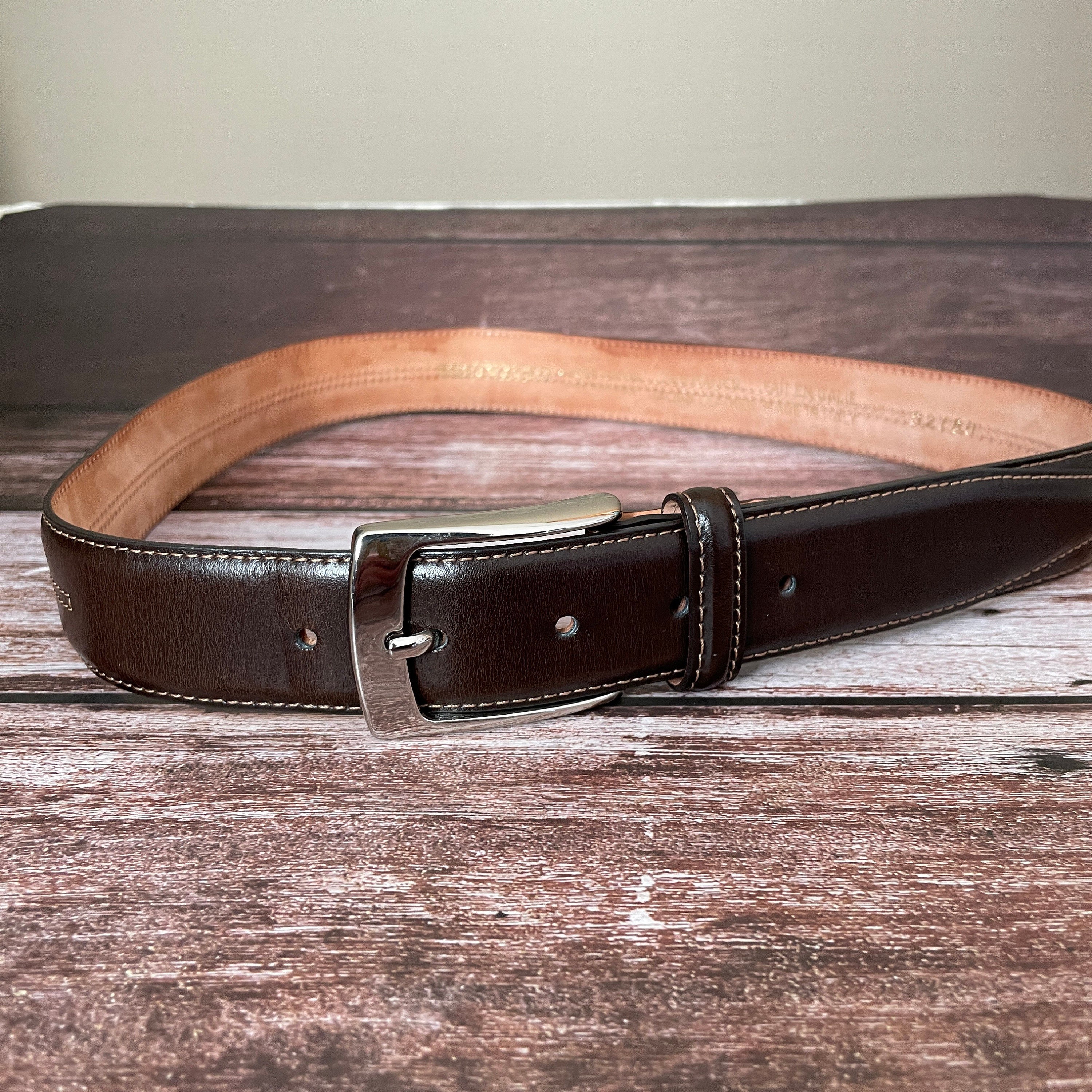 Vintage Brown Bronzino Genuine Leather Belt Made in Italy  display picture 1