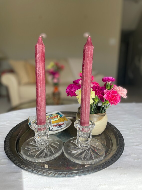 Vintage 1970s Crystal Trio Tiny Taper Candle Holder Vintage 1970s Crystal Trio Tiny Taper Candle Holder