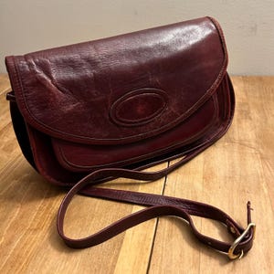 vintage sac à bandoulière en cuir véritable bordeaux, sac à bandoulière en cuir bordeaux