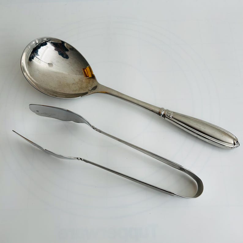 Vintage Princess House 18/10 Stainless Steel Tongs, Princess House Serving Spoons. Vintage Stainless Steel Serving Utensils, Serving Spoon