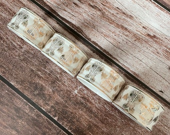 Set of 4 Vintage White Ceramic Napkin Rings, White Napkin Rings Stoneware, White Napkin Ring Home Decor