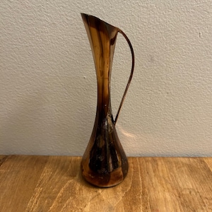 Vase vintage en cuivre Leonard fabriqué au Japon, pichet vase en cuivre japonais vintage avec poignée, vase bourgeon en cuivre