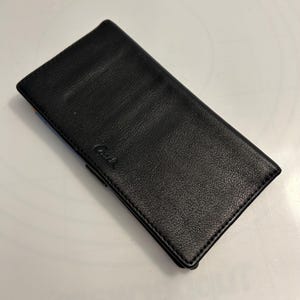 Porte-reçus Coach vintage en cuir véritable noir avec fente pour stylo
