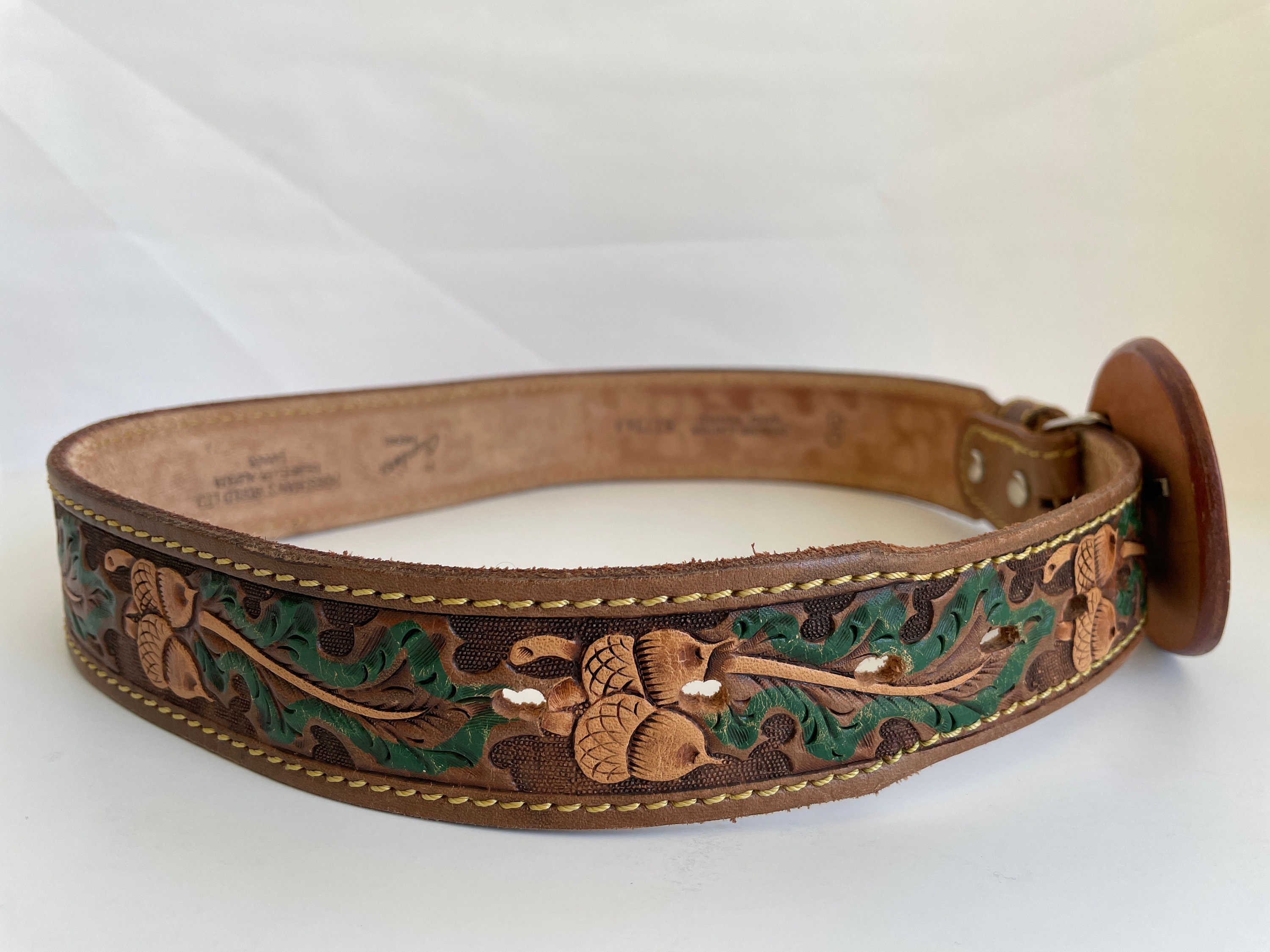1970s Chambers of Phoenix Leather Belt Chambers Phoenix Vintage Nickle Silver Brass Southwestern  main image 2